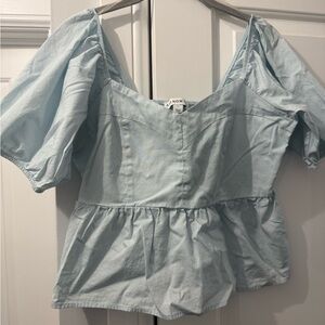 And Now This peplum smocked short sleeve top
